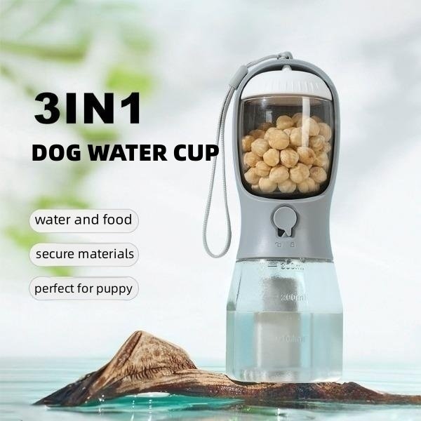 3-in-1 Portable Dog Water Bottle with Food & Waste Bag Holder - Image 3
